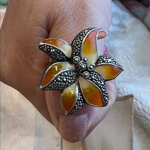 Sterling Silver Marcasite Flower Ring